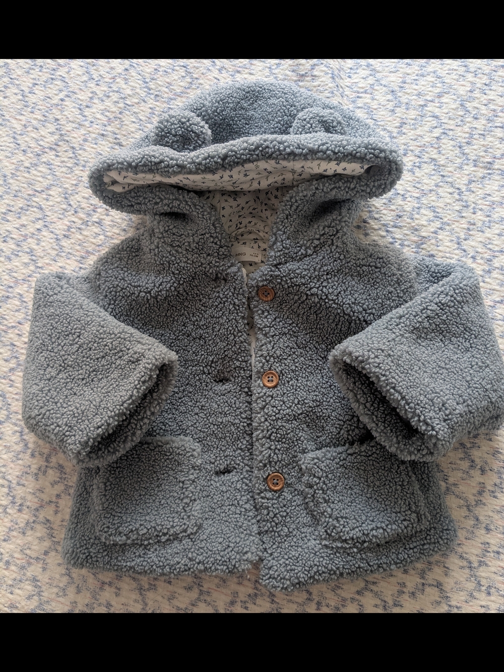 Mango Baby Hooded Sherpa Jacket - Blue